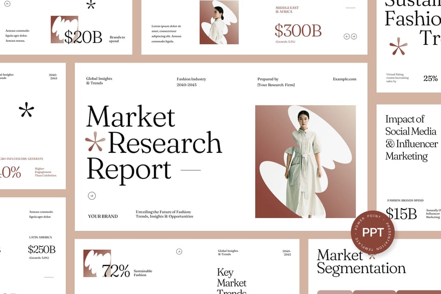 美学市场研究报告PPT模板 (PPTX)