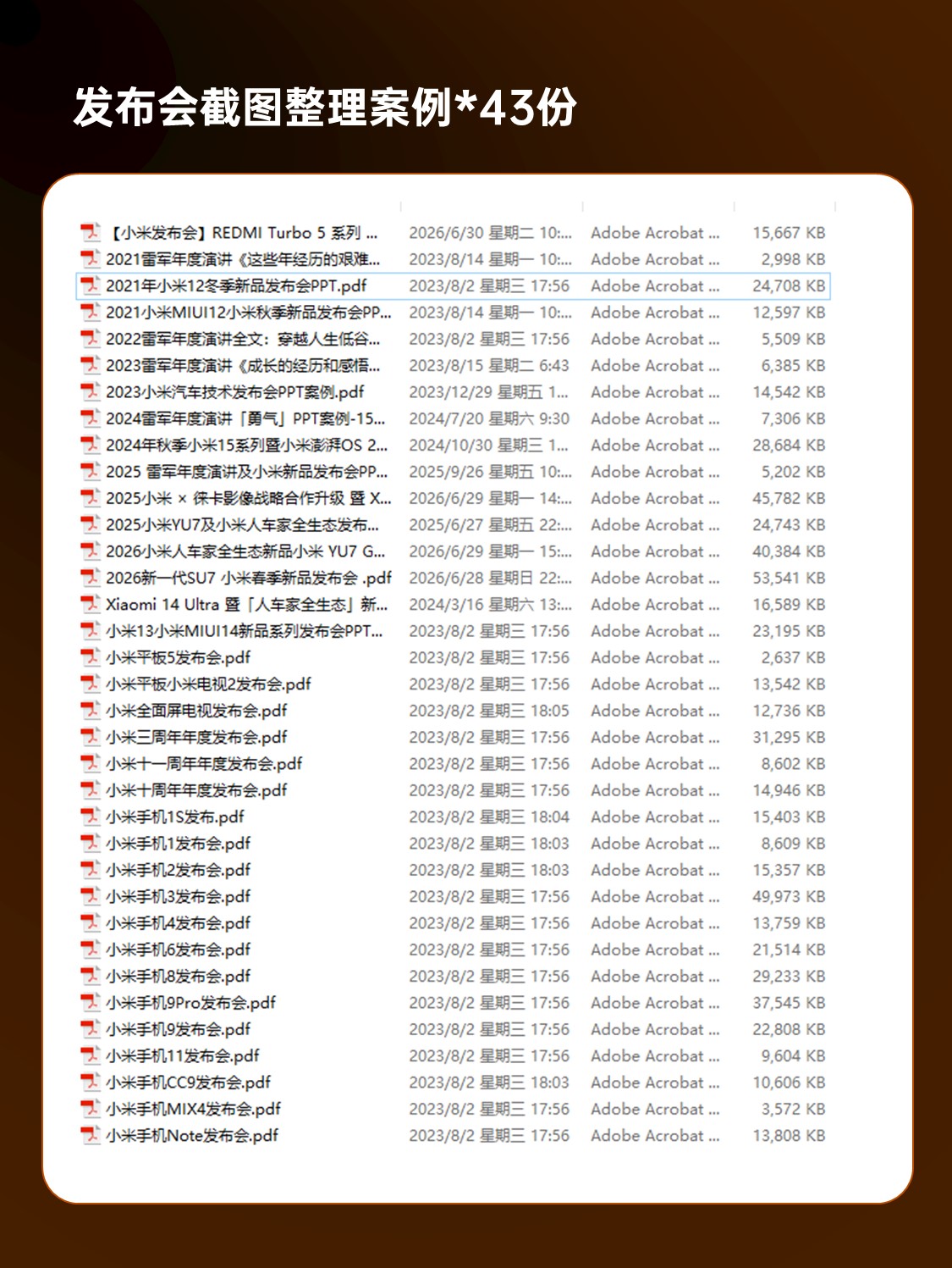 【A01】小米发布会PPT案例合集+发布会视频合集（43份）