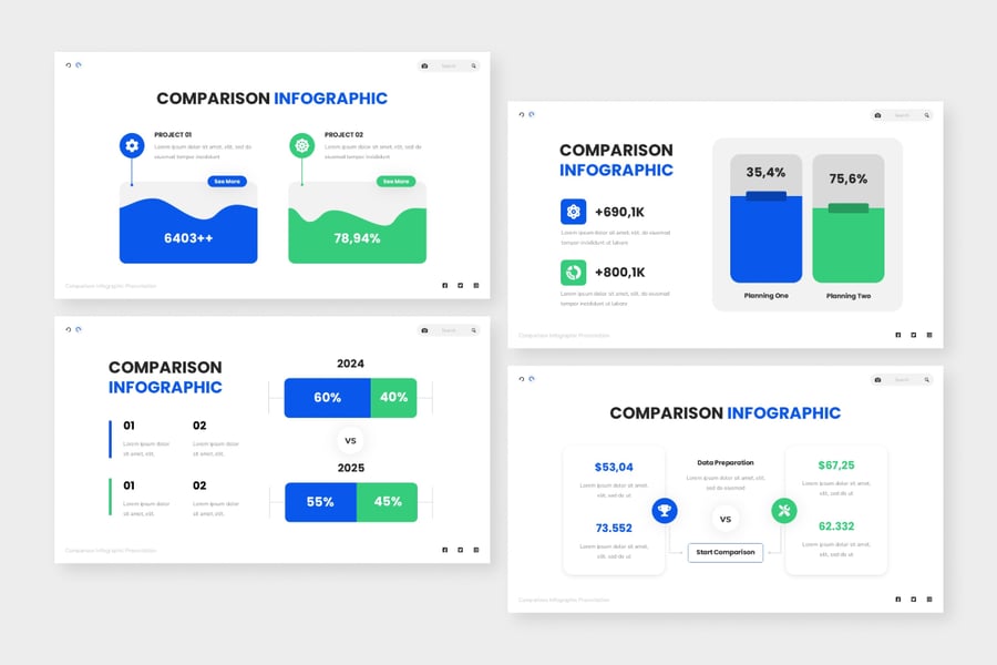 比较信息图显示PPT模板