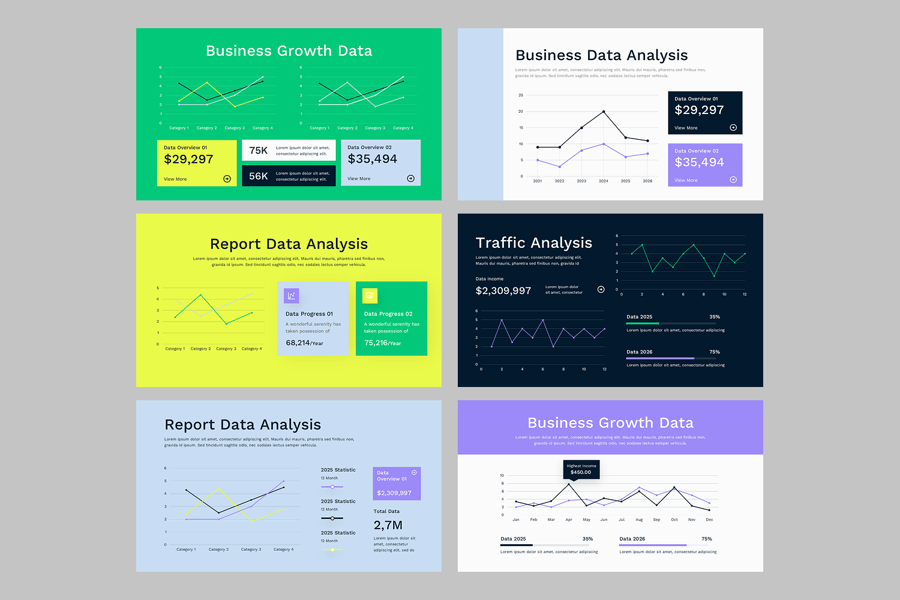 线图图表PPT模板