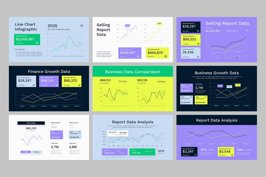 线图图表PPT模板