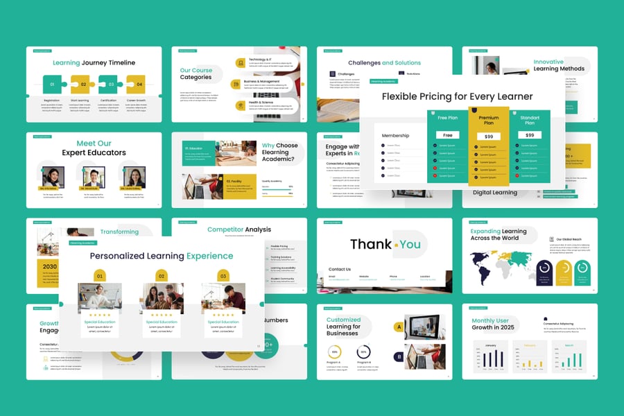 电子学习学术PPT模板