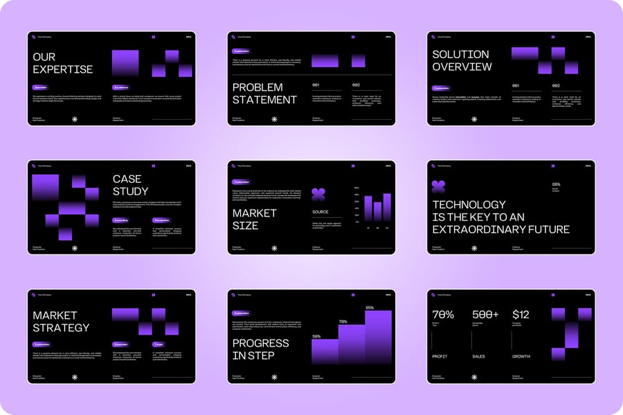 深紫色极简公司的个人资料•PPT模板