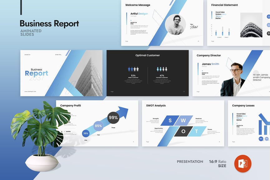 业务报告演示模板PPT模板 (PPTX)