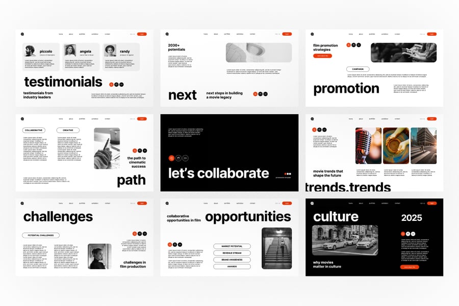 电影电影院介绍PPT模板 (PPTX)