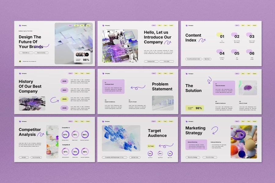 白紫色主题路演PPT模板 (PPT,PPTX)