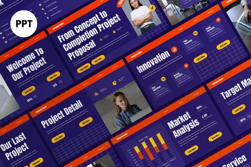 紫色现代业务提议PPT模板 (PPT,PPTX)