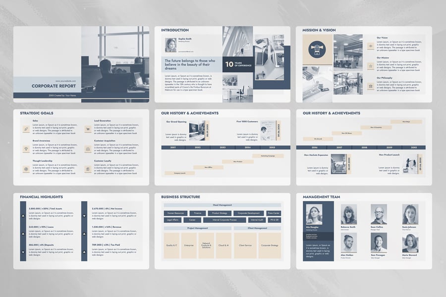 公司报告PPT模板 (PPTX)