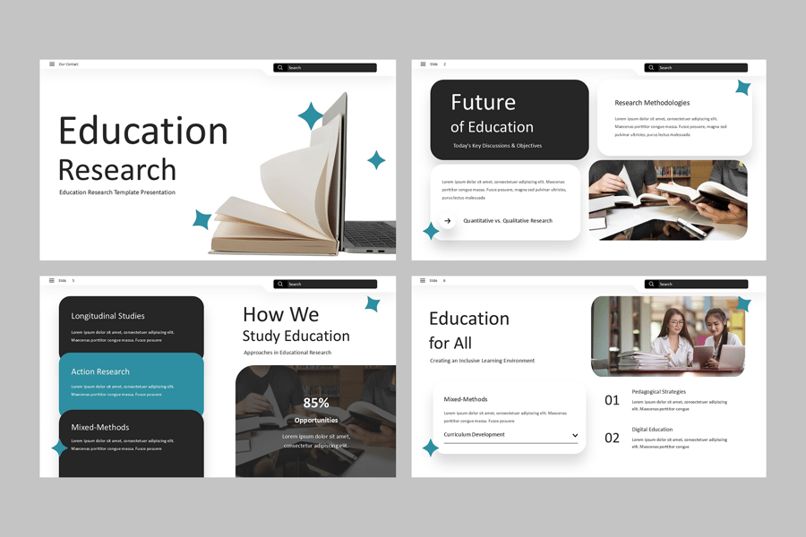 教育研究PPT模板 (PPTX)