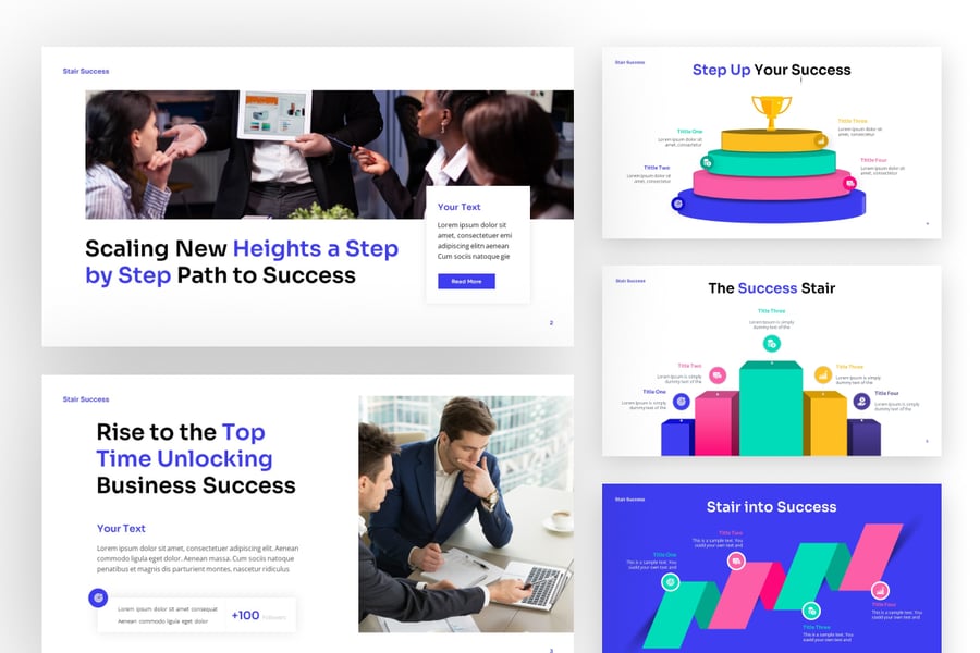 通往成功的阶梯介绍PPT模板 (PPTX)