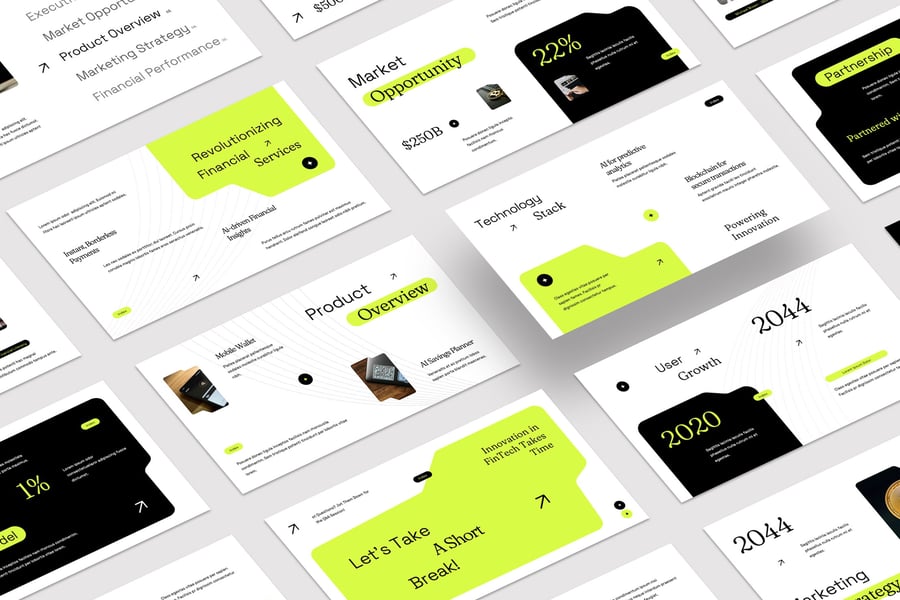 交互式金融技术PPT模板 (PPTX)