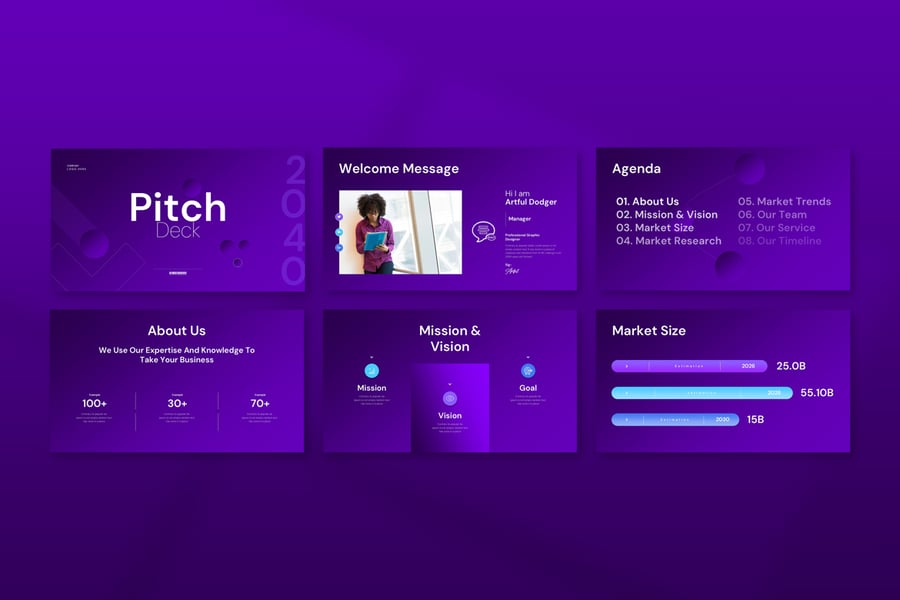 商务介绍俯仰甲板演示模板PPT模板