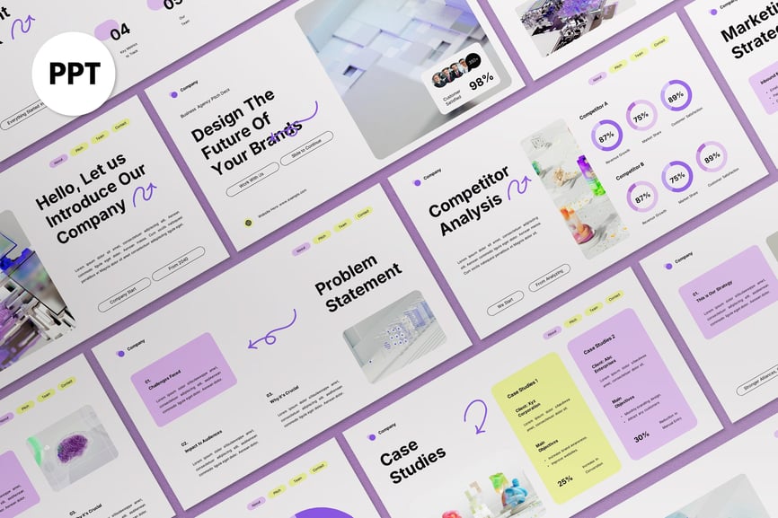 白紫色主题路演PPT模板 (PPT,PPTX)