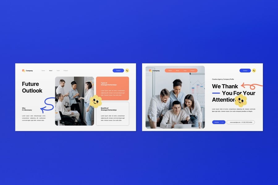 白色蓝色公司资料PPT模板 (PPT,PPTX)