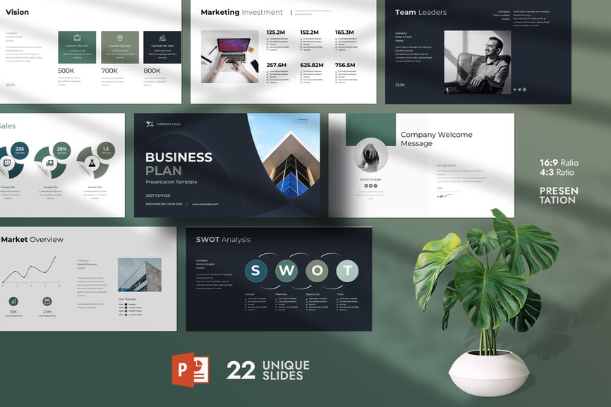 业务计划演示模板PPT模板 (PPTX)