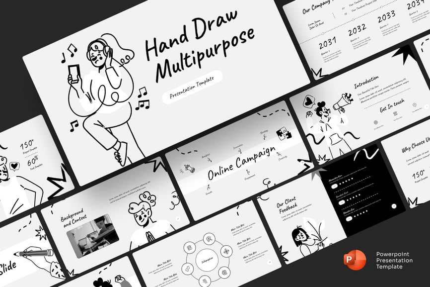 手画多功能PPT模板