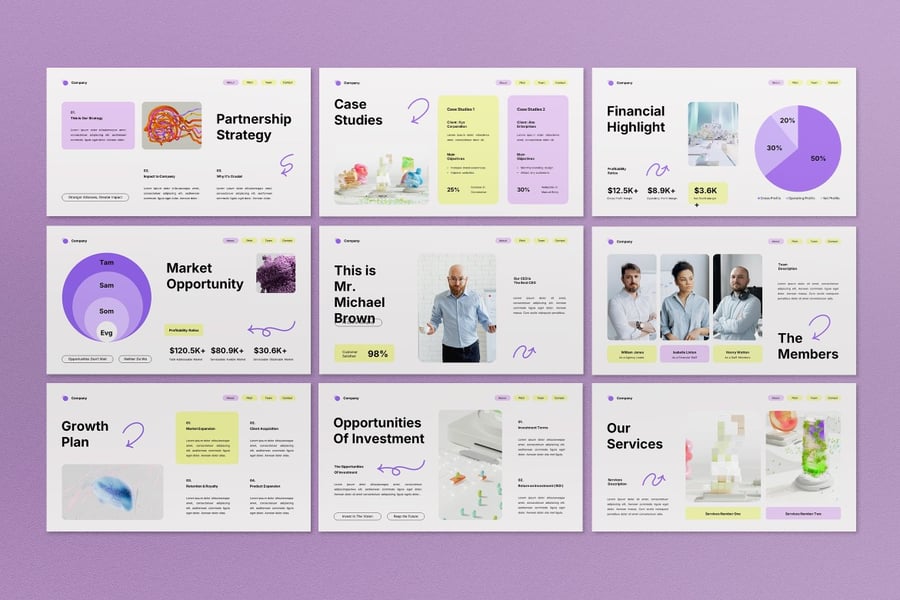 白紫色主题路演PPT模板 (PPT,PPTX)