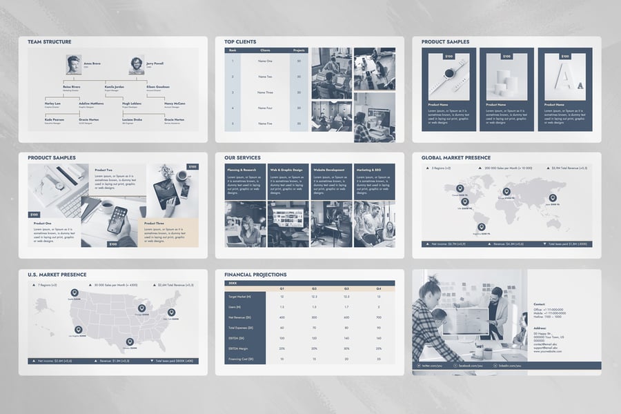 公司报告PPT模板 (PPTX)