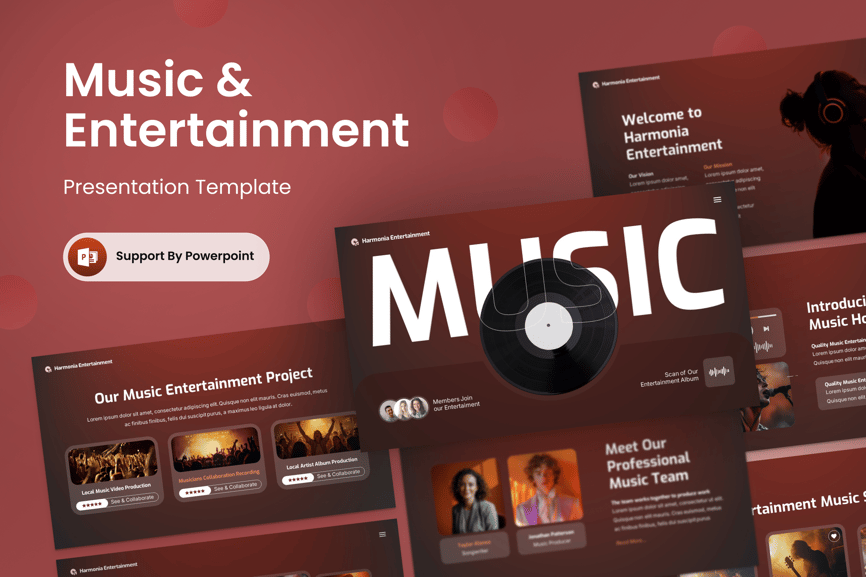 音乐与娱乐-PPT模板 (PPTX)