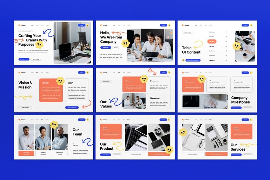 白色蓝色公司资料PPT模板 (PPT,PPTX)