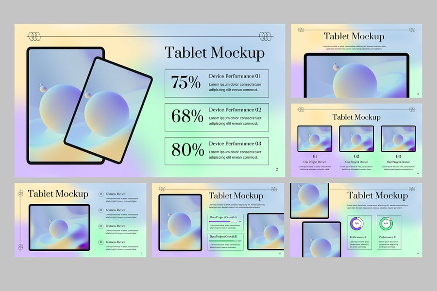 平板电脑模型PPT模板 (PPTX)