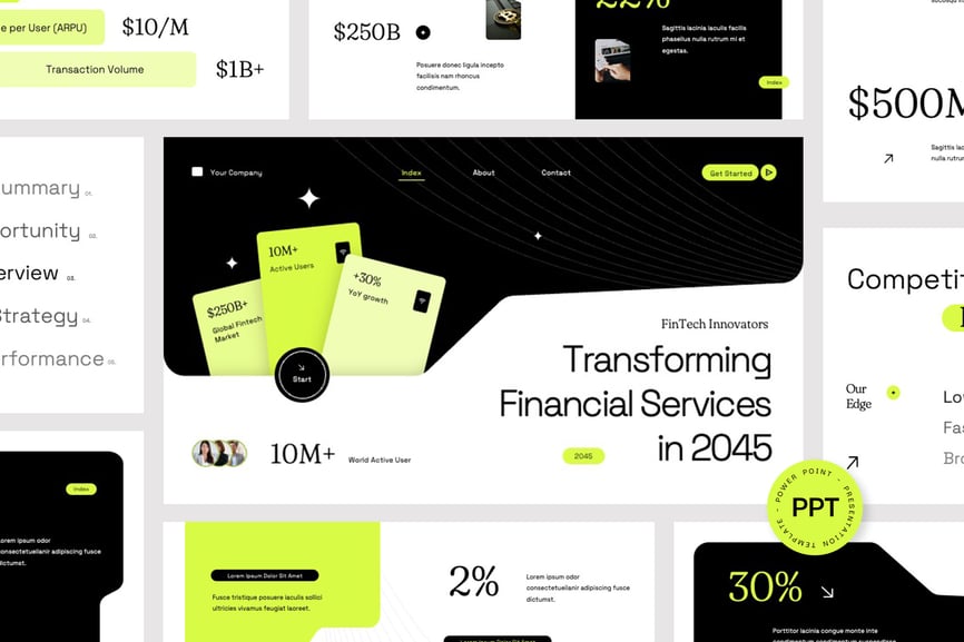 交互式金融技术PPT模板 (PPTX)