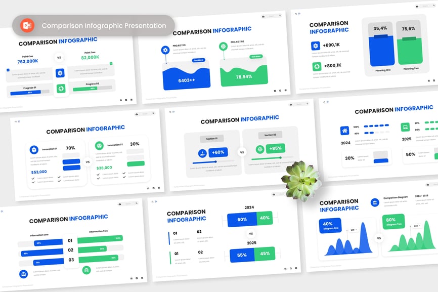 比较信息图显示PPT模板