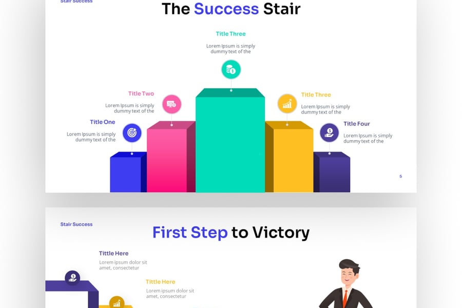 通往成功的阶梯介绍PPT模板 (PPTX)