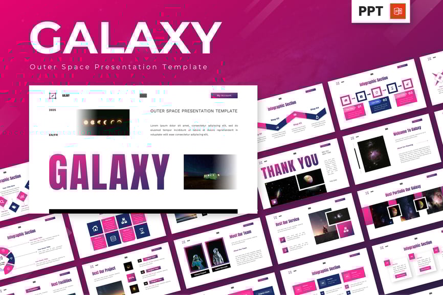 银河系 – 外层空间PPT模板 (PPTX)