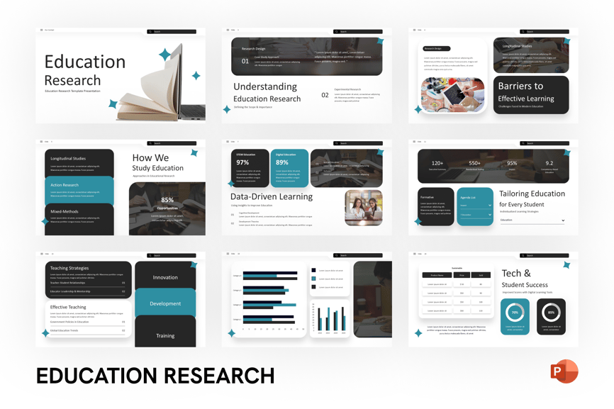 教育研究PPT模板 (PPTX)