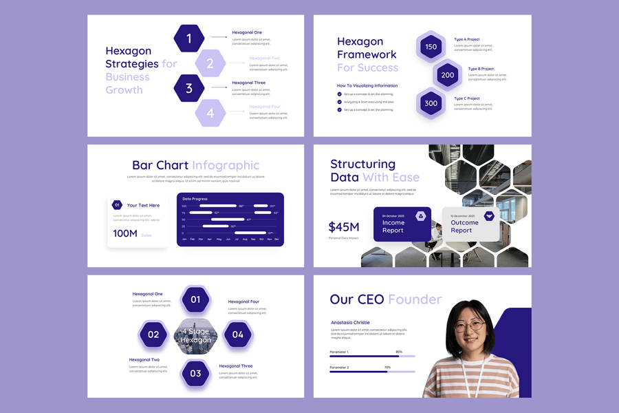 六边形信息图PPT模板 (PPTX)