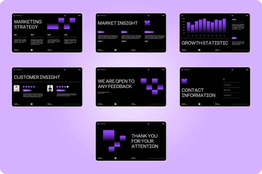 深紫色极简公司的个人资料•PPT模板