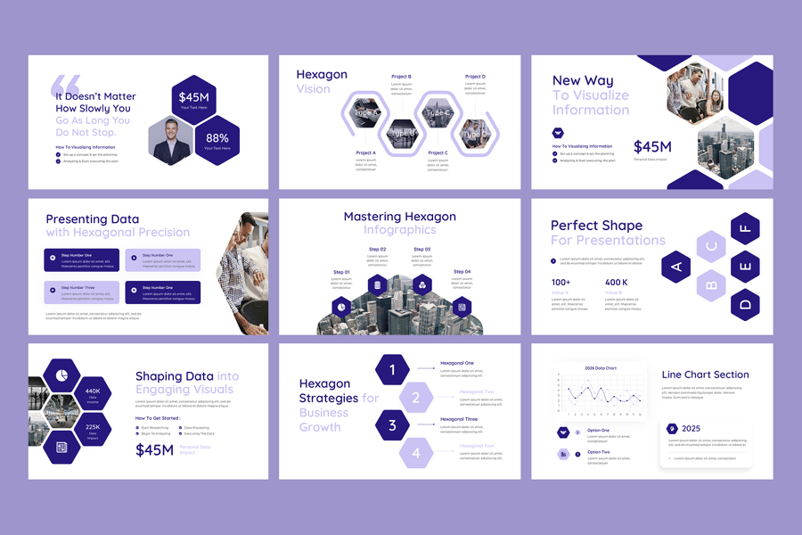 六边形信息图PPT模板 (PPTX)