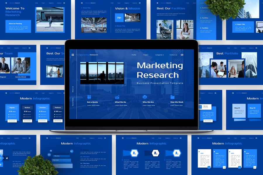 市场研究 – 业务PPT模板 (PPTX)