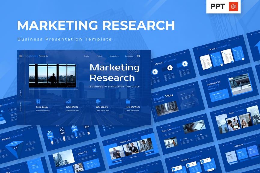 市场研究 – 业务PPT模板 (PPTX)