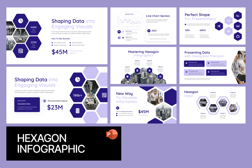 六边形信息图PPT模板 (PPTX)