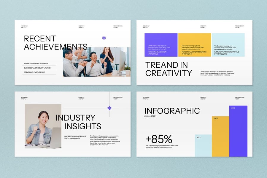 白色紫色公司资料PPT模板 (PPT,PPTX)