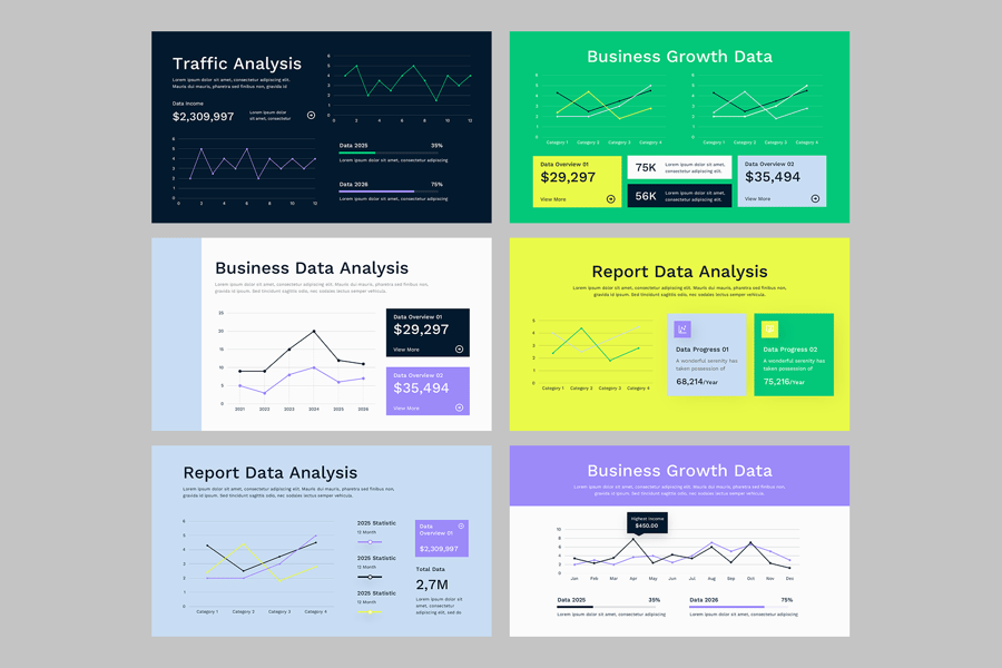 线图图表PPT模板