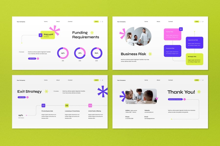 白色粉红色商业计划PPT模板 (PPT,PPTX)