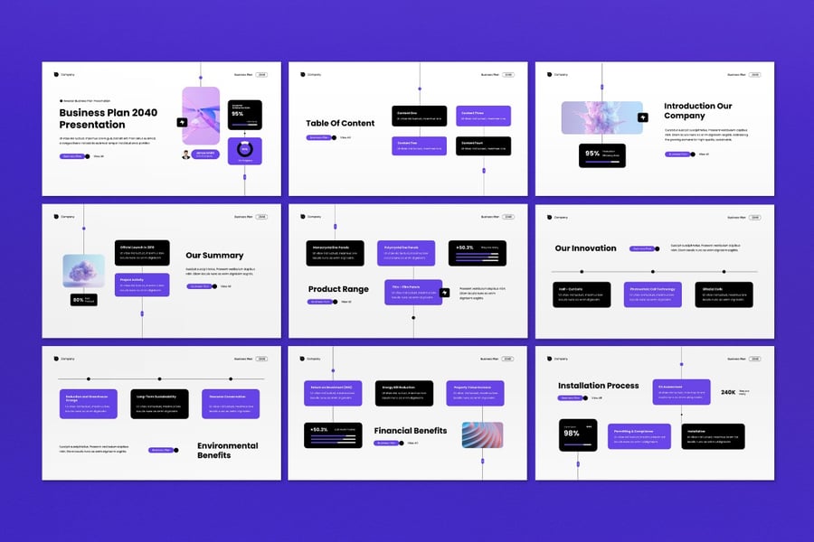 白色紫色商业计划PPT模板 (PPT,PPTX)