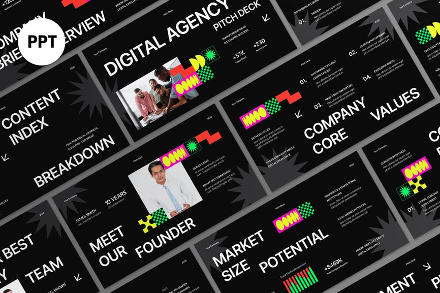 黑色创意路演PPT模板 (PPT,PPTX)