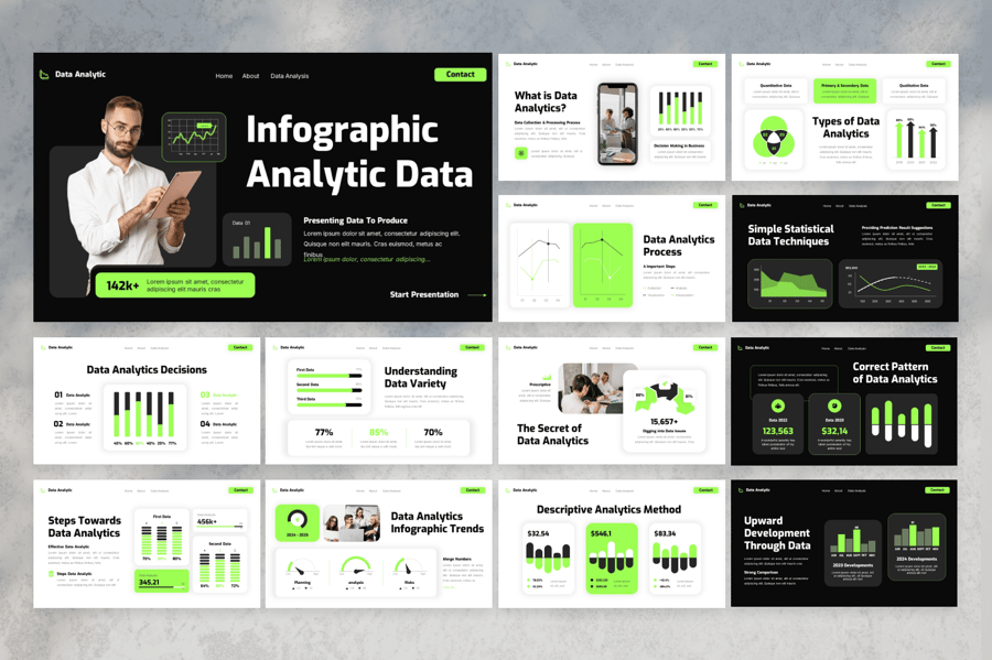 数据分析信息图 PPT模板 (PPTX)