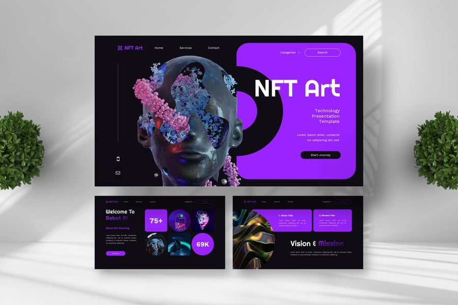 NFT艺术 – 技术PPT模板 (PPTX)