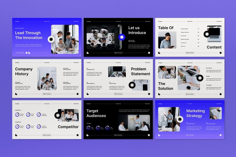 白色蓝色商务路演PPT模板 (PPT,PPTX)