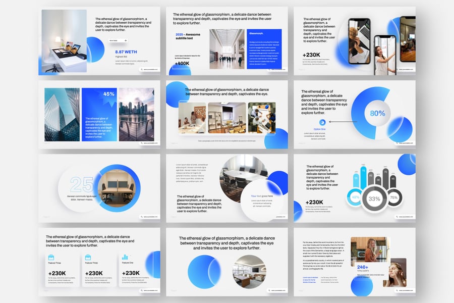 玻璃拟态未来风格PPT模板 (PPTX)