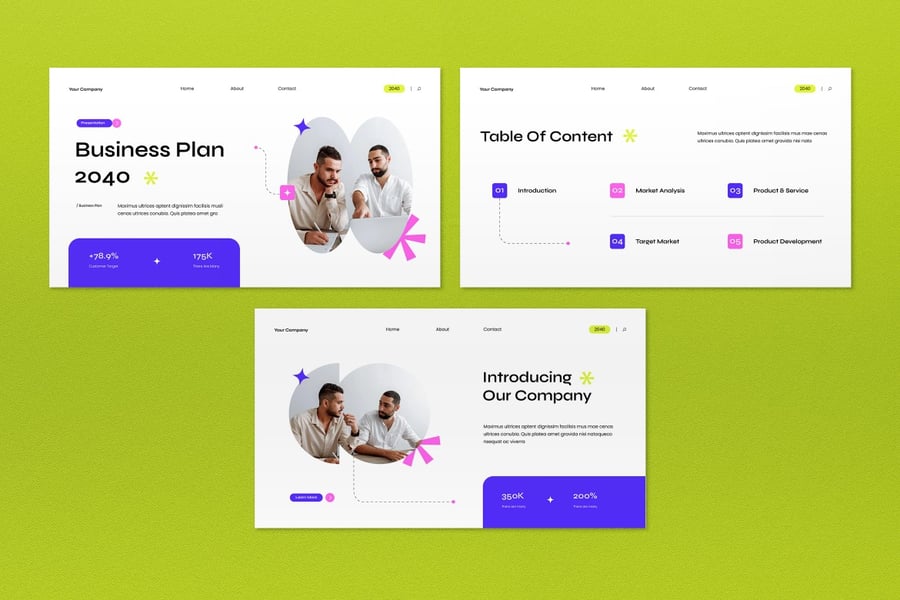 白色粉红色商业计划PPT模板 (PPT,PPTX)