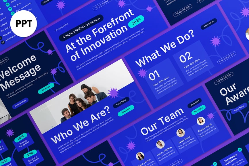 蓝色现代公司资料PPT模板 (PPT,PPTX)