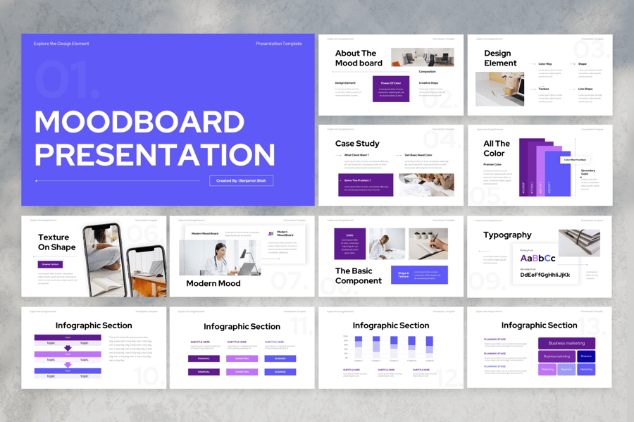 现代感灵感拼贴板 PPT模板 (PPTX)