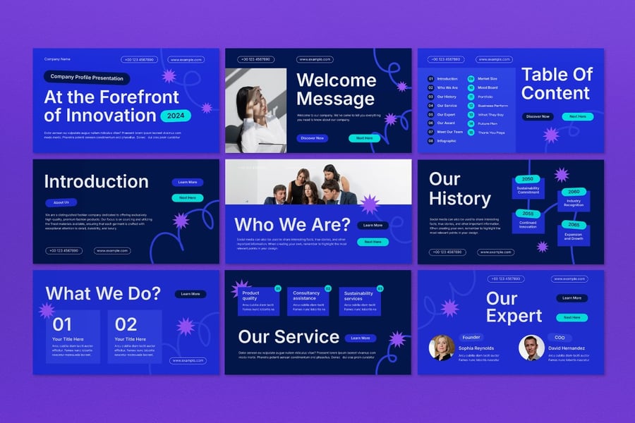 蓝色现代公司资料PPT模板 (PPT,PPTX)