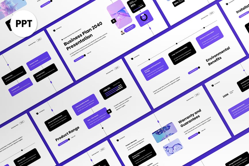 白色紫色商业计划PPT模板 (PPT,PPTX)